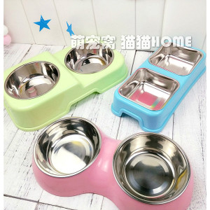 Thép không gỉ bát đôi vật nuôi bát mèo bát con chó nhu yếu phẩm hàng ngày puppy nồi nồi Teddy thức ăn cho chó bát cơm bát bát nước