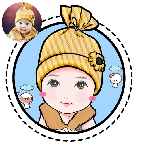 Мультфильм аниме милый Q версия ручного персонажа WeChat Baby Baby Baby Avatar Image Logo Настройка дизайна дизайна