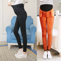 Bà bầu quần legging cộng với nhung dày mùa đông mặc quần nâng bụng ấm quần quần mùa đông Quần bà bầu mùa thu đông đầm bầu đẹp