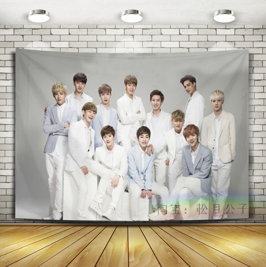 7EXO Park canlie Bian Boxian Wu Shixun Zhang Yixing Kris Hanging cloth Wall cloth Tapestry dormitory Background cloth decorate