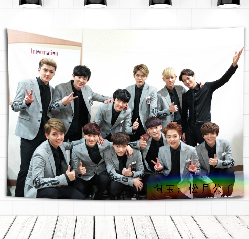 YellowEXO Park canlie Bian Boxian Wu Shixun Zhang Yixing Kris Hanging cloth Wall cloth Tapestry dormitory Background cloth decorate