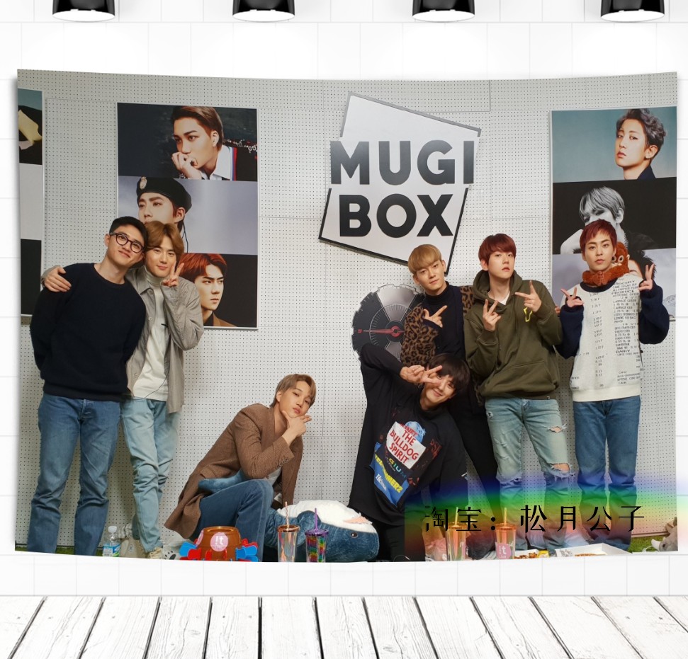 Lilac ColourEXO Park canlie Bian Boxian Wu Shixun Zhang Yixing Kris Hanging cloth Wall cloth Tapestry dormitory Background cloth decorate