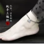 2019 mới 925 sterling bạc bạc hạt Jixiang vòng chân nữ màu đỏ dây nam màu đen dây dệt tay đơn giản đồ trang sức đôi - Vòng chân lắc chân vàng 18k
