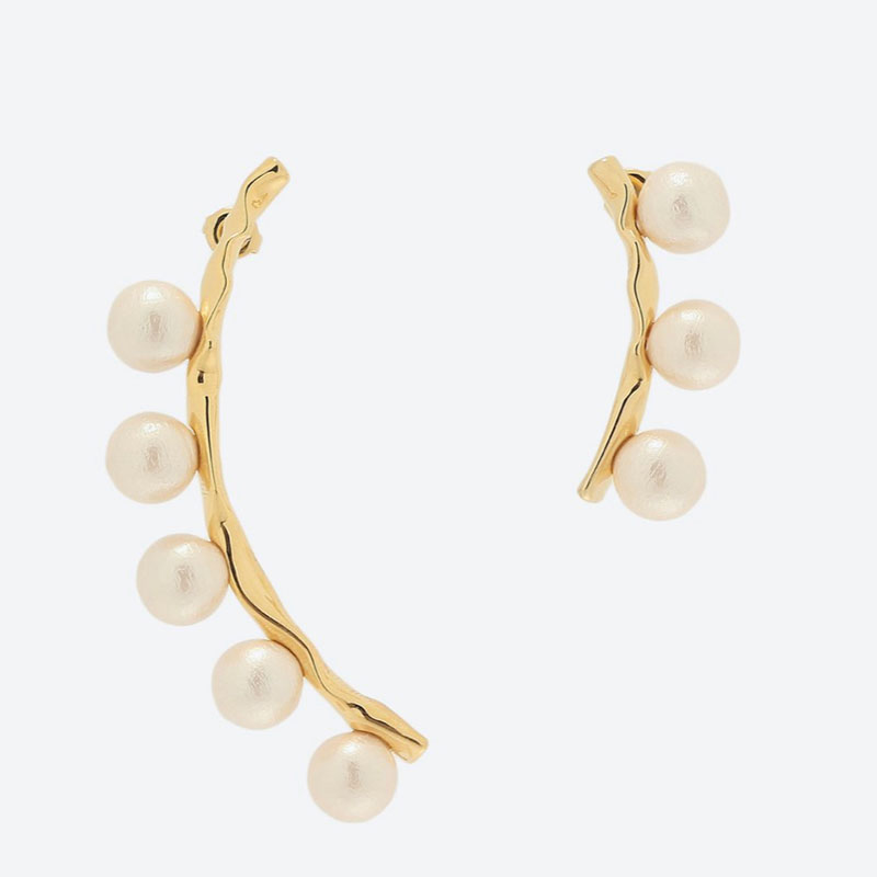 Asymmetry & A PairFrench Pearl Earrings female have more cash than can be accounted for Asymmetry temperament Retro Exaggeration Anti allergy Cold wind the republic of korea personality Import