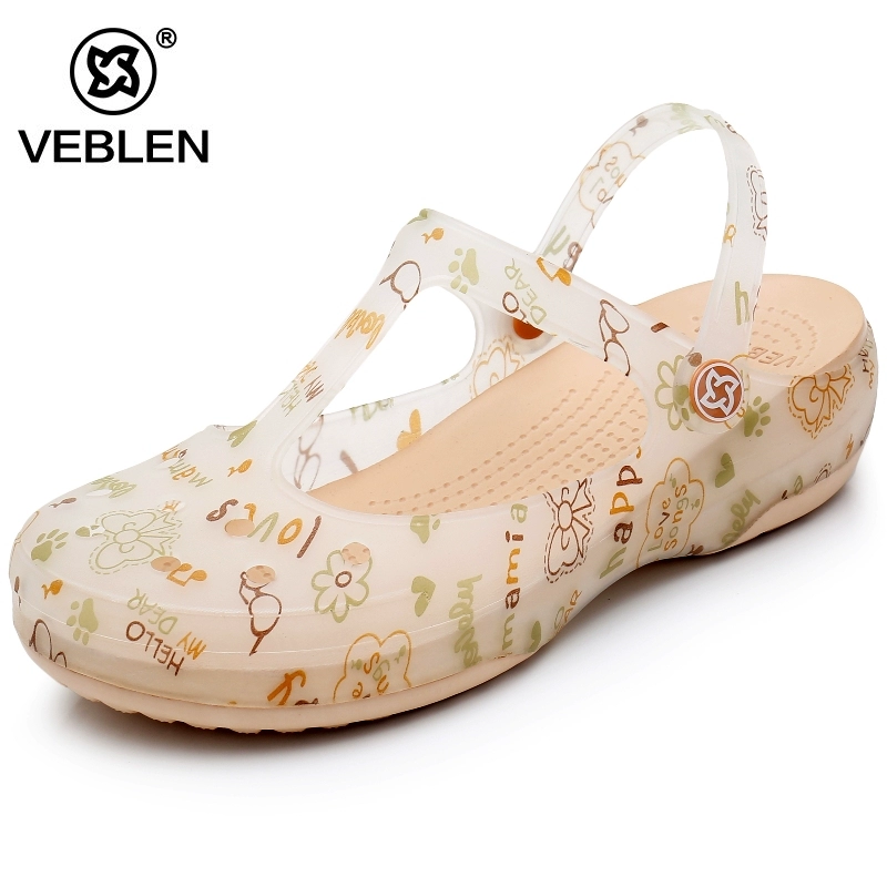 đáy dép thạch Veblen Crocs dép nữ mùa hè sinh viên Hàn Quốc nặng có đáy giày chống trượt mềm dép Waichuan 