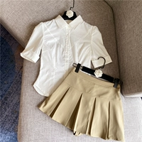 Летняя брендовая рубашка, юбка, сезон 2021, в корейском стиле, короткий рукав, высокая талия