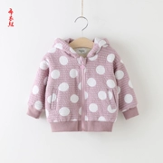Áo khoác bé gái Vải mùa đông mới 0-4 tuổi bé cộng với áo khoác nhung dày trùm đầu áo ấm cho bé - Áo khoác