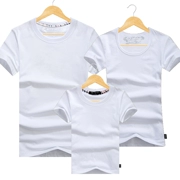 Diy tùy chỉnh mô hình biểu tượng màu trắng tinh khiết vẽ tay một gia đình ba cha mẹ và con mặc ngắn tay T-Shirt tùy chỉnh lớp mẫu giáo dịch vụ