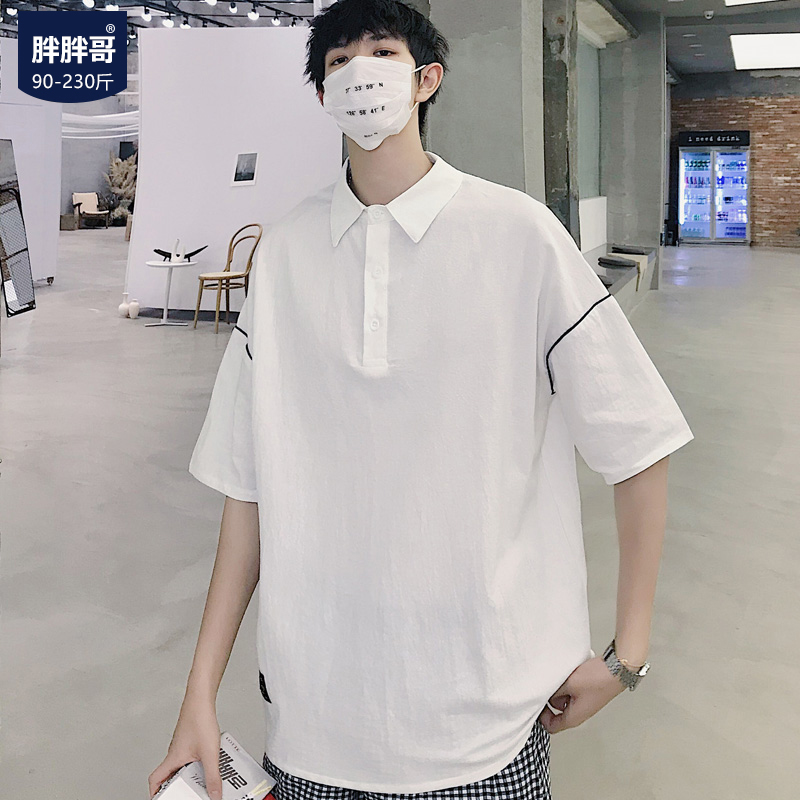 Fashion brand polo shirt summer ins Hong Kong trend large loose short sleeve t-shirt men's upper garment