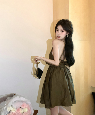 taobao agent Summer small design dress, mini-skirt, brace, trend of season, backless