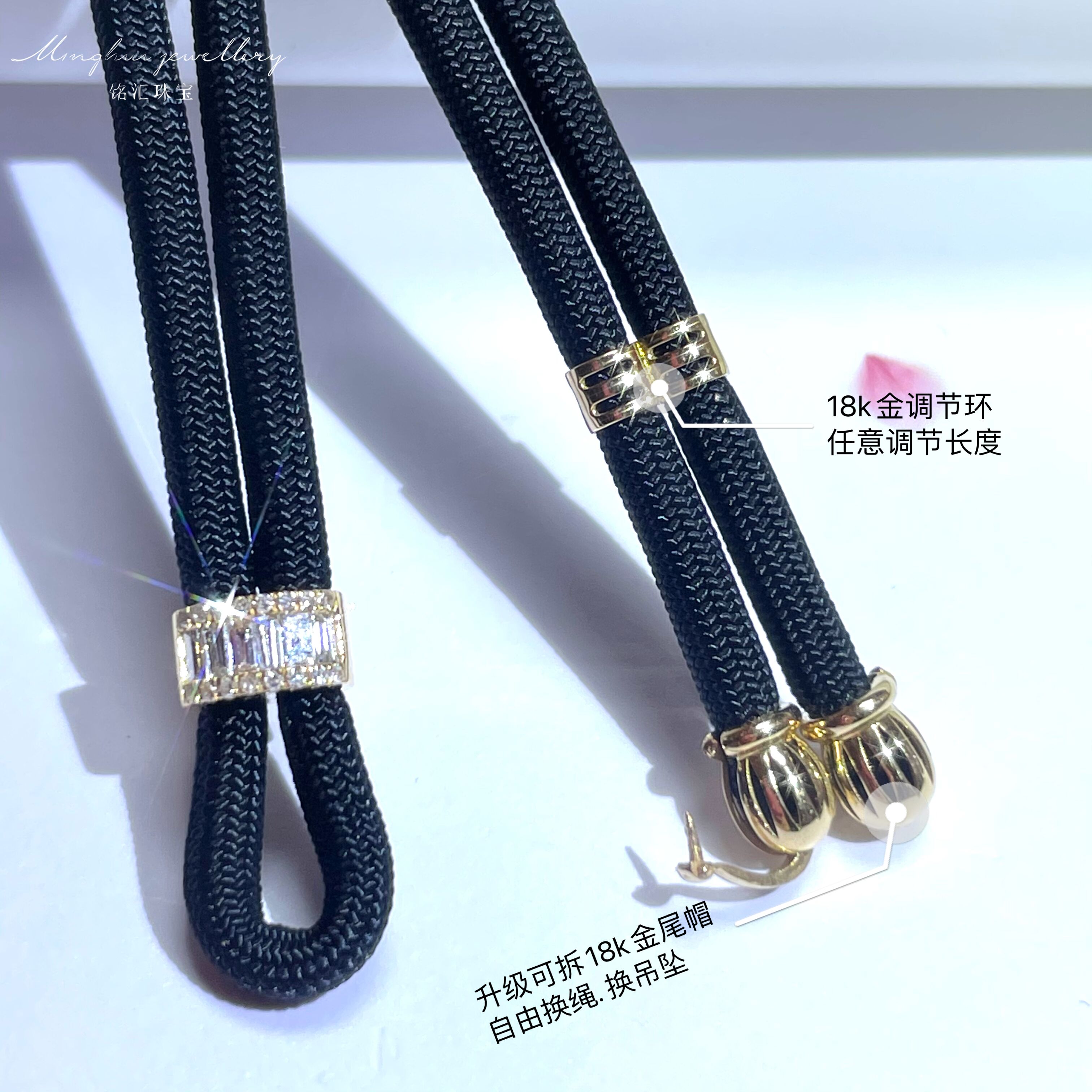 18K Gold T-square & Diamond + Adjustment Upgrade Tail CapHot money 18 karat gold  South Africa Diamonds Emerald Jade article Jewellery chain Men's and women's money Versatile Lanyard Pendants AU750