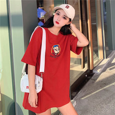 实拍6535棉2019春夏新款短袖T恤女韩版潮学生宽松中长款打底衫t恤