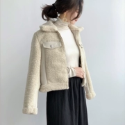 Áo khoác lông cừu nữ ngắn mùa đông dày pu lông một 2018 phiên bản Hàn Quốc mới của chiếc áo khoác ngắn ấm áp