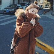 Vải to sợi bông của phụ nữ phần dài Hàn Quốc phiên bản của mùa đông 2018 new loose dày lamb tóc chic áo khoác