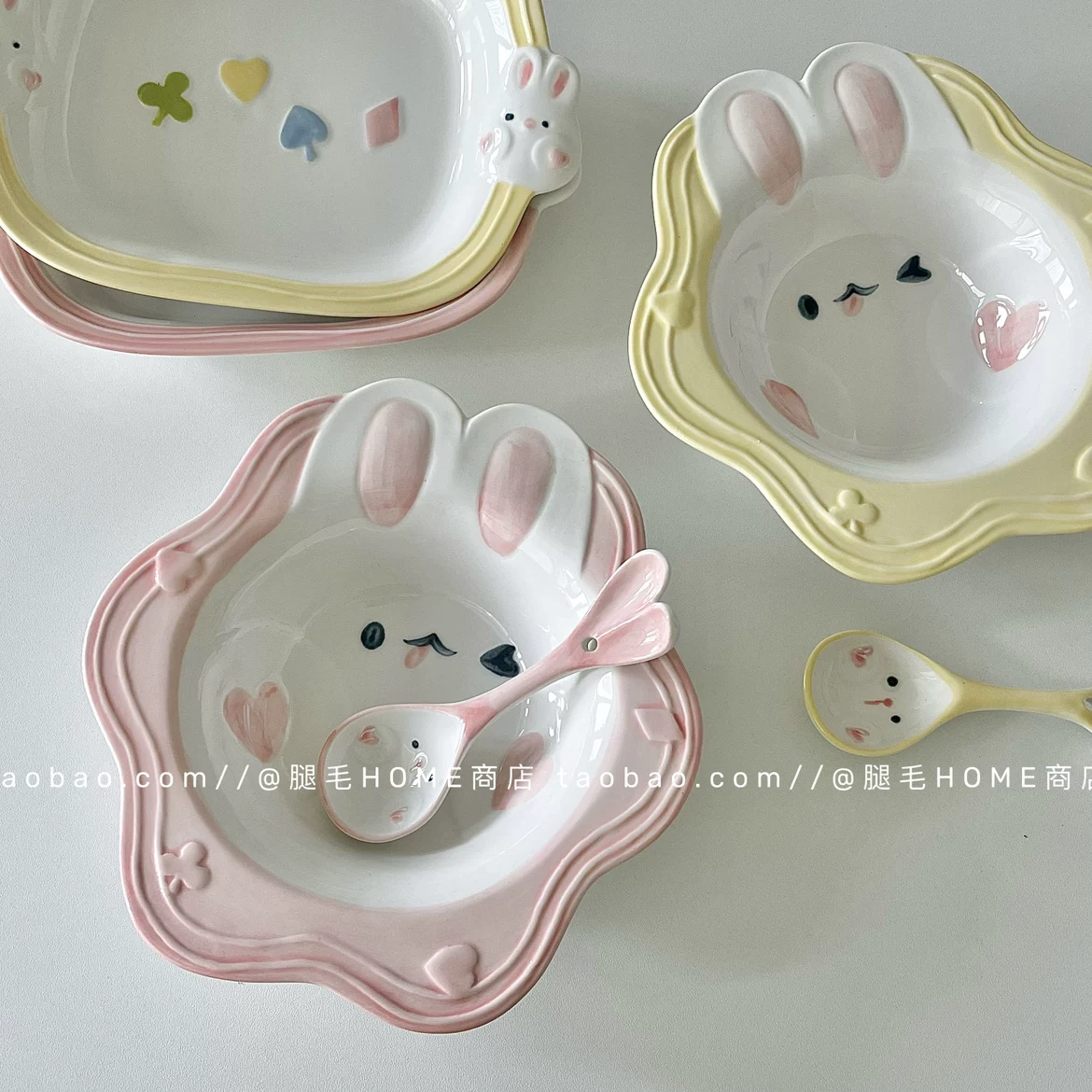 Cute cartoon ceramic tableware, children's set, hand painting