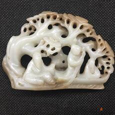 Подставка для пера 精品古玩玉器古玉老玉摆件清代和田玉送下老人笔架笔搁文房收藏品