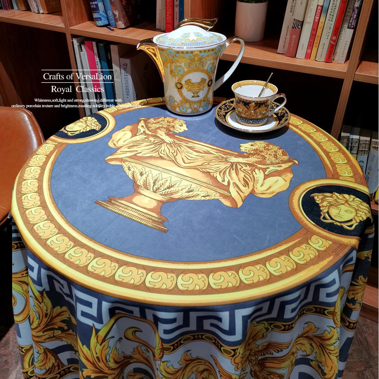 Round B & Classic Double Lion Gold Cup (Authentic)European style luxurious table rectangle tablecloth Table mat a living room circular tea table Table cloth TV cabinet Gabe Table flag customized