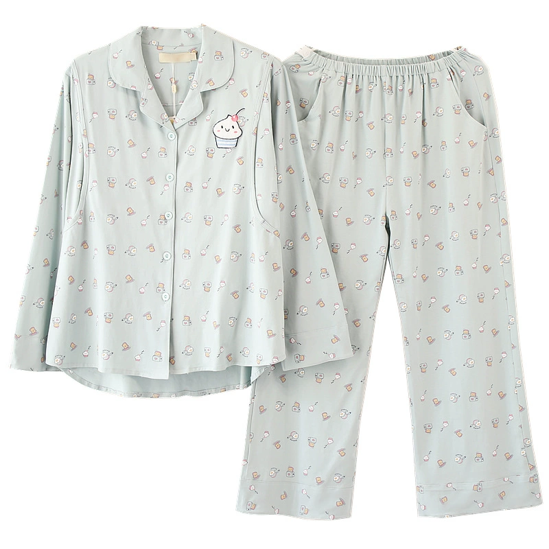 Chất lượng truy cập chất lượng mềm cotton tươi ve áo cho con bú đồ ngủ giam cầm nhà phục vụ bà mẹ mặc kích thước lớn lỏng lẻo - Giải trí mặc / Mum mặc