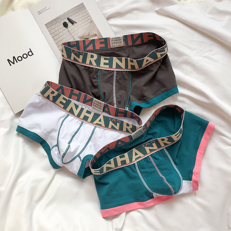 Dark Grey + White Green + Greenman underpants pure cotton boxer personality trend motion shorts middle-waisted Four shorts summer ventilation Thin Underpants