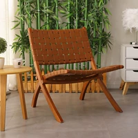 Складывание Waldite темно -коричневая седельная кожа ★ Ashawed деревянный стул стойка