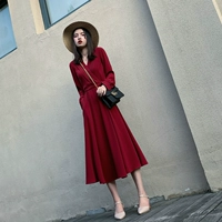 Осеннее платье, длинная юбка, шифоновый приталенный корсет, коллекция 2023, французский стиль, длинный рукав, яркий броский стиль
