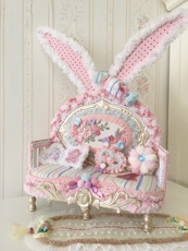 bjd场景道具娃屋 售完猎菇原创bjd棉花obaz娃用家具金粉色兔耳沙发单人多人