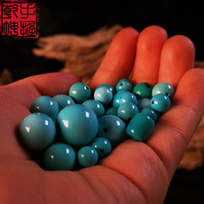 Ювелирные камни 原矿天然绿松石圆珠单珠高瓷无优化顶珠腰珠佛珠配饰吊坠菩提配珠