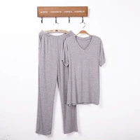 Của nam giới phương thức ngắn tay T-Shirt quần hai mảnh lỏng kích thước lớn trung niên đồ ngủ ngủ quần đặt mùa thu đồ ngủ nam hàn quốc