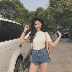 Mùa xuân và mùa hè phụ nữ mới của Hàn Quốc retro chic nửa cao cổ áo mỏng giảm béo màu sắc hoang dã ngắn tay T-Shirt áo triều áo phông ngắn tay Áo phông