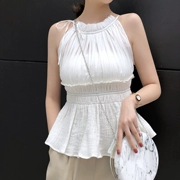 5,30 sản phẩm mới MMCO 2018 mùa hè mới mỏng dây đeo pleated eo ngắn ăn mặc nữ