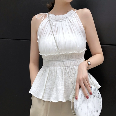 5,30 sản phẩm mới MMCO 2018 mùa hè mới mỏng dây đeo pleated eo ngắn ăn mặc nữ đầm đẹp giá rẻ Sản phẩm HOT