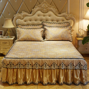 Giường che giường váy loại trượt mảnh duy nhất ren cạnh có thể giặt băng lụa mat ba bộ dày chần 1.8 m giường