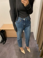 Joo Korean покупать джинсовую ткань хлопка хлопка 100%синие прямые джинсы sml d