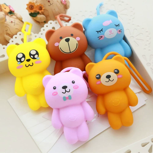 Силиконовая ключница, небольшая сумка, мультяшный корейский брелок, сумка-органайзер для ключей, с медвежатами, подарок на день рождения