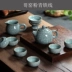 Bộ ấm trà Longquan Celadon chính hãng Bộ gốm sứ Kiln Bộ trà Kung Fu Bộ sản phẩm đặc biệt mở Ge Kiln - Trà sứ Trà sứ