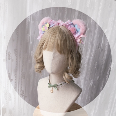 taobao agent Original homemade lolita element bear ear hoop sweet girl hair clip Lolita style KC