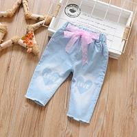 Hàn Quốc bé quần áo trẻ em quần jean trẻ em 2-7 tuổi cung cô gái quần H4230 quần yếm cho bé gái