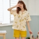 Bộ đồ ngủ nữ mùa hè mỏng phần tay ngắn cotton Hàn Quốc dễ thương áo len nữ sinh hai mảnh phù hợp với dịch vụ nhà mùa hè - Nam giới