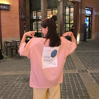 Park Justice 2019 mùa hè mới phiên bản tiếng Hàn của chữ tiếng Anh cổ tròn áo thun cotton rộng rãi nữ dễ thương - Áo phông áo phông nữ cao cấp