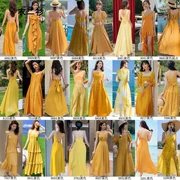 2020 vàng mùa hè váy nữ Thái Sanya khu nghỉ mát bên bờ biển bãi biển váy bohemian váy khí siêu bất tử