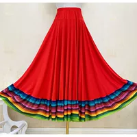 Красная (цветная граница) длинная юбка длиной 90 см