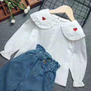Áo sơ mi nữ mùa xuân 2019 trẻ em ngoại quốc áo sơ mi lớn cho bé sơ sinh nữ Hàn Quốc phiên bản cotton trắng mùa xuân - Áo sơ mi