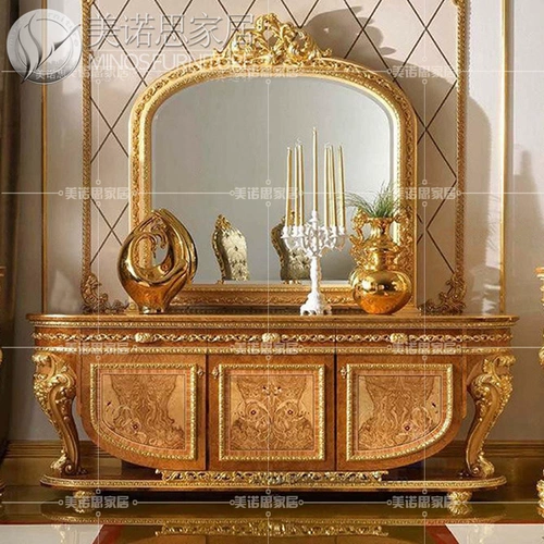 Итальянский корт мебель для еды в европейском стиле сплошной дерево резной золотой фольга, шкаф, вилла, роскошная крыльца шкафчик