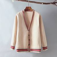 Chống mùa giải phóng mặt bằng mùa thu và mùa đông Hàn Quốc phiên bản mới của sọc tương phản màu khâu áo len lông màu rắn v- cổ đan áo nịt áo len cổ tim