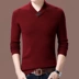 Áo len nam trung niên cổ áo hình trái tim cổ áo len cashmere cổ chữ V dày áo len dệt kim màu dày của cha áo khoác gió nam Áo len Cashmere