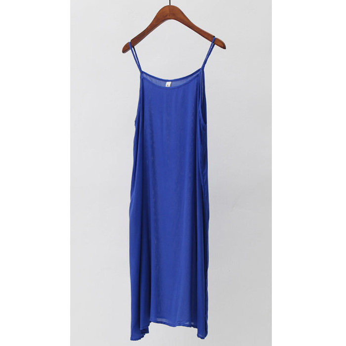 Unbranded Cotton Slip Dress - Strappy Spaghetti Strap, Soft Solid Chemise, Under Dress Petticoat, 47.2" Chest