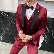 2019 mùa thu mới nam phù hợp với Anh mỏng phù hợp với thanh niên tiệc cưới thêu lá phù hợp với ba mảnh - Suit phù hợp