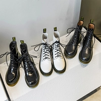 Martens, белые демисезонные ботинки в английском стиле, короткие сапоги на плоской подошве, в британском стиле, из натуральной кожи, коллекция 2019 года