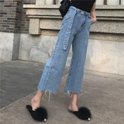 Dora Chaoren Hội Trường Hồng Kông hương vị retro chic loose cao eo là mỏng hoang dã quần chân rộng 9 điểm jeans nữ mùa hè ăn mặc