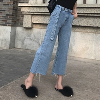 Dora Chaoren Hội Trường Hồng Kông hương vị retro chic loose cao eo là mỏng hoang dã quần chân rộng 9 điểm jeans nữ mùa hè ăn mặc quần jean nữ xịn